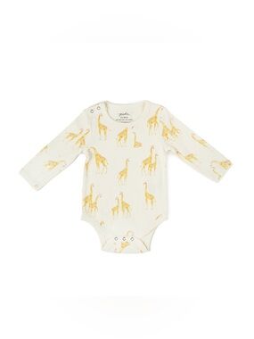 Long-Sleeve Shoulder Snap One-Piece Bodysuit in Follow Me Giraffe 12-18M